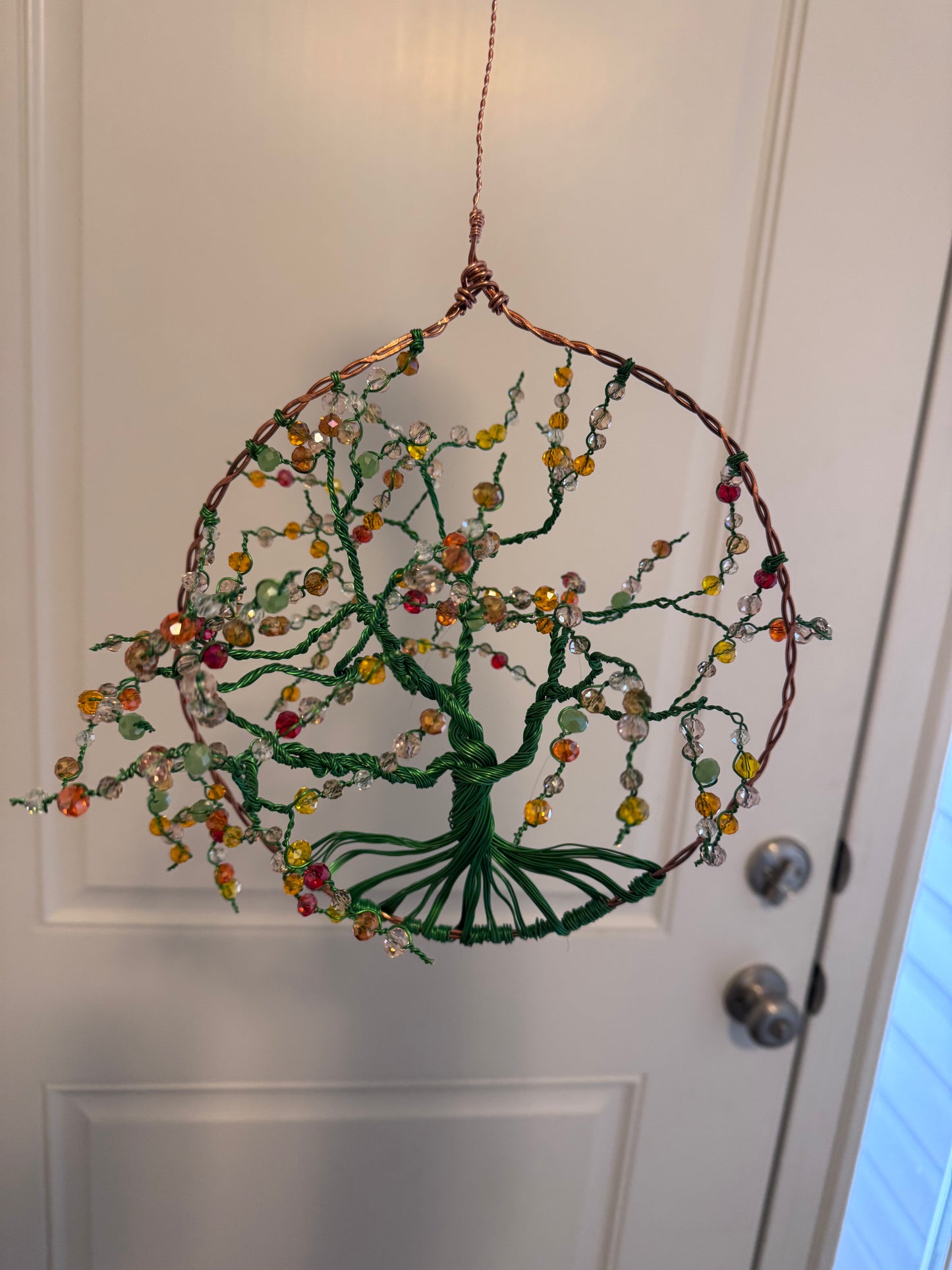 Tree Suncatcher in 3D Handmade with Crystal Beads