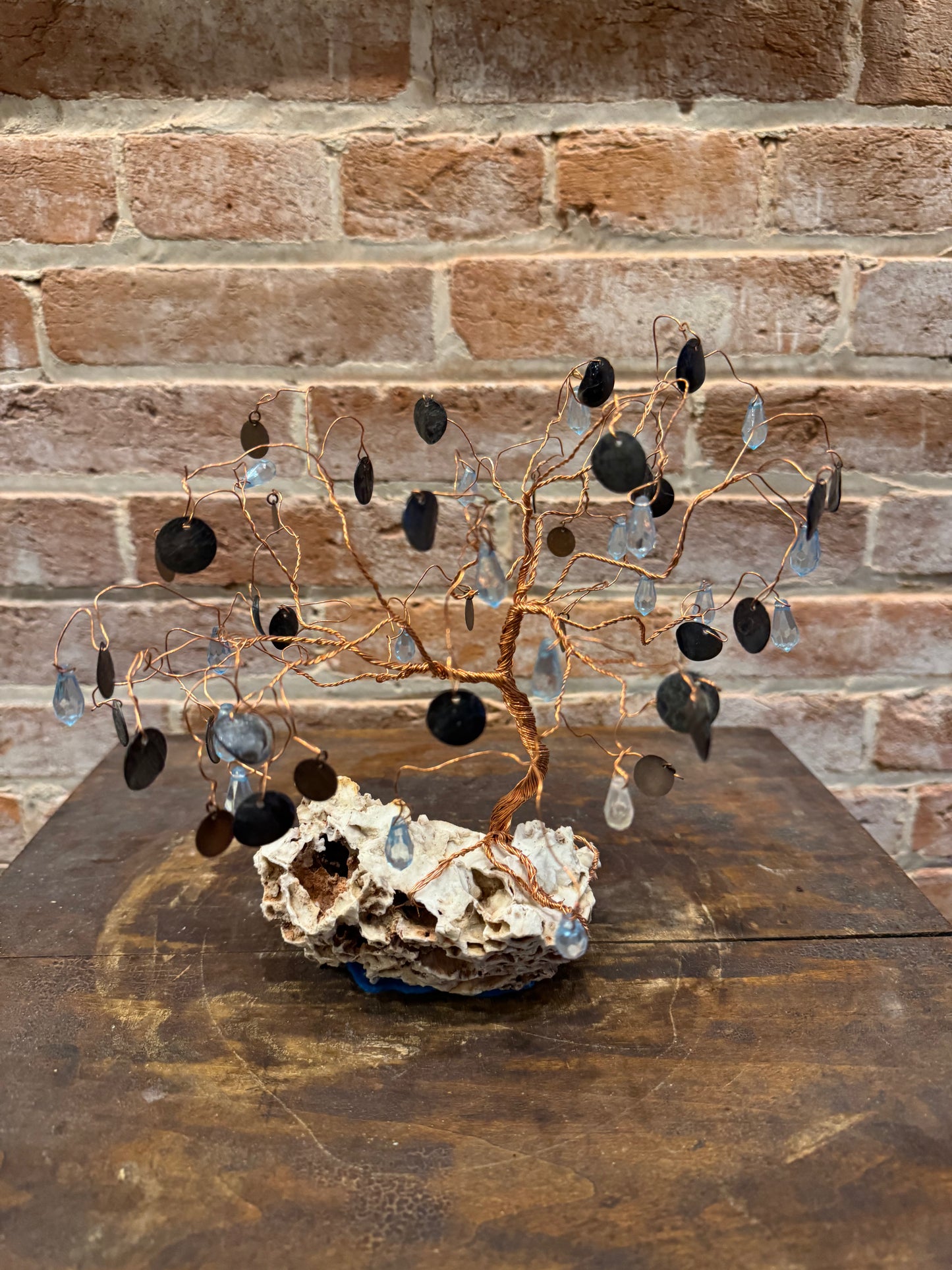 Wire "Money Tree" Sculpture on Missouri Drusy Quartz