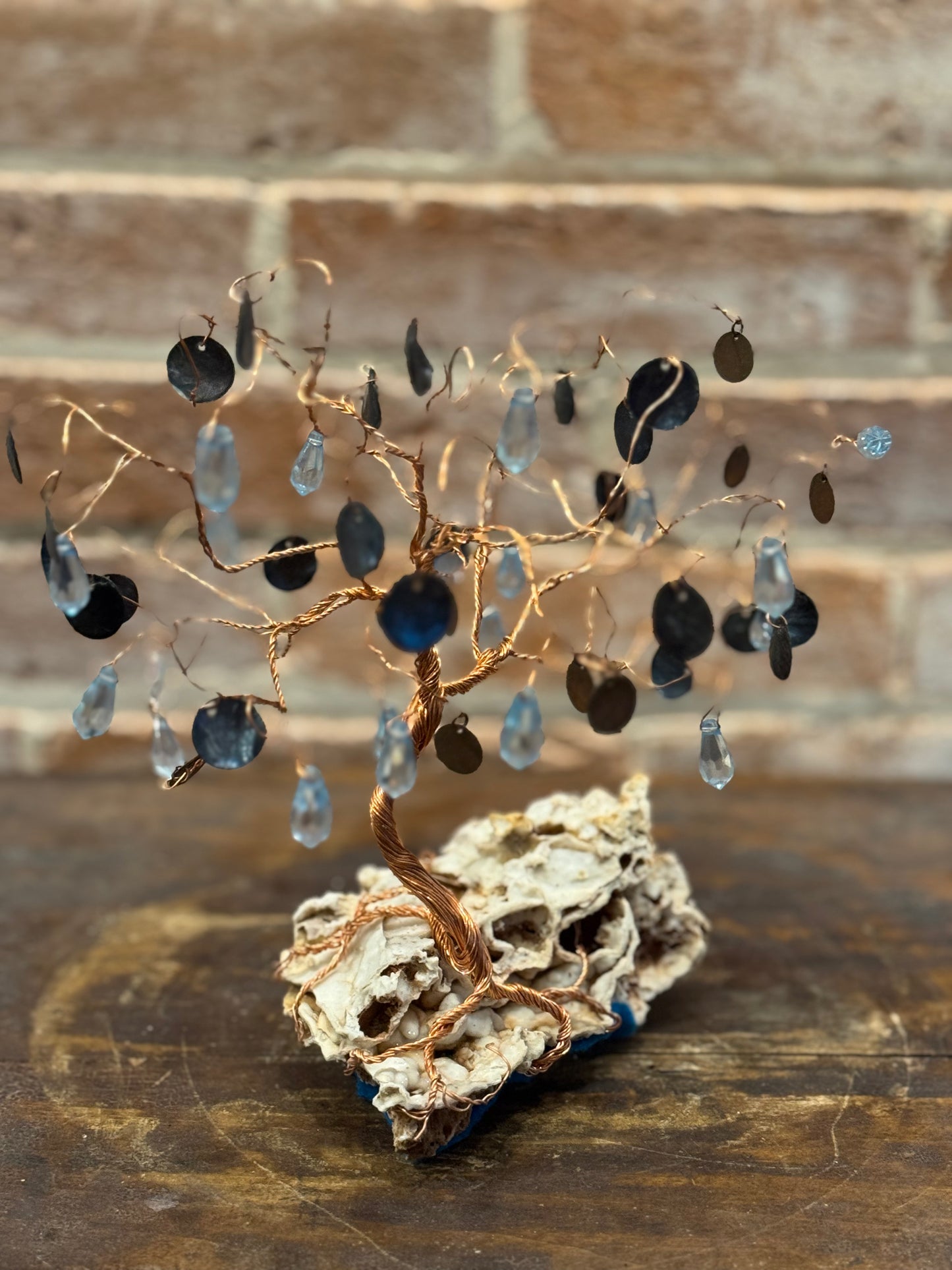 Wire "Money Tree" Sculpture on Missouri Drusy Quartz