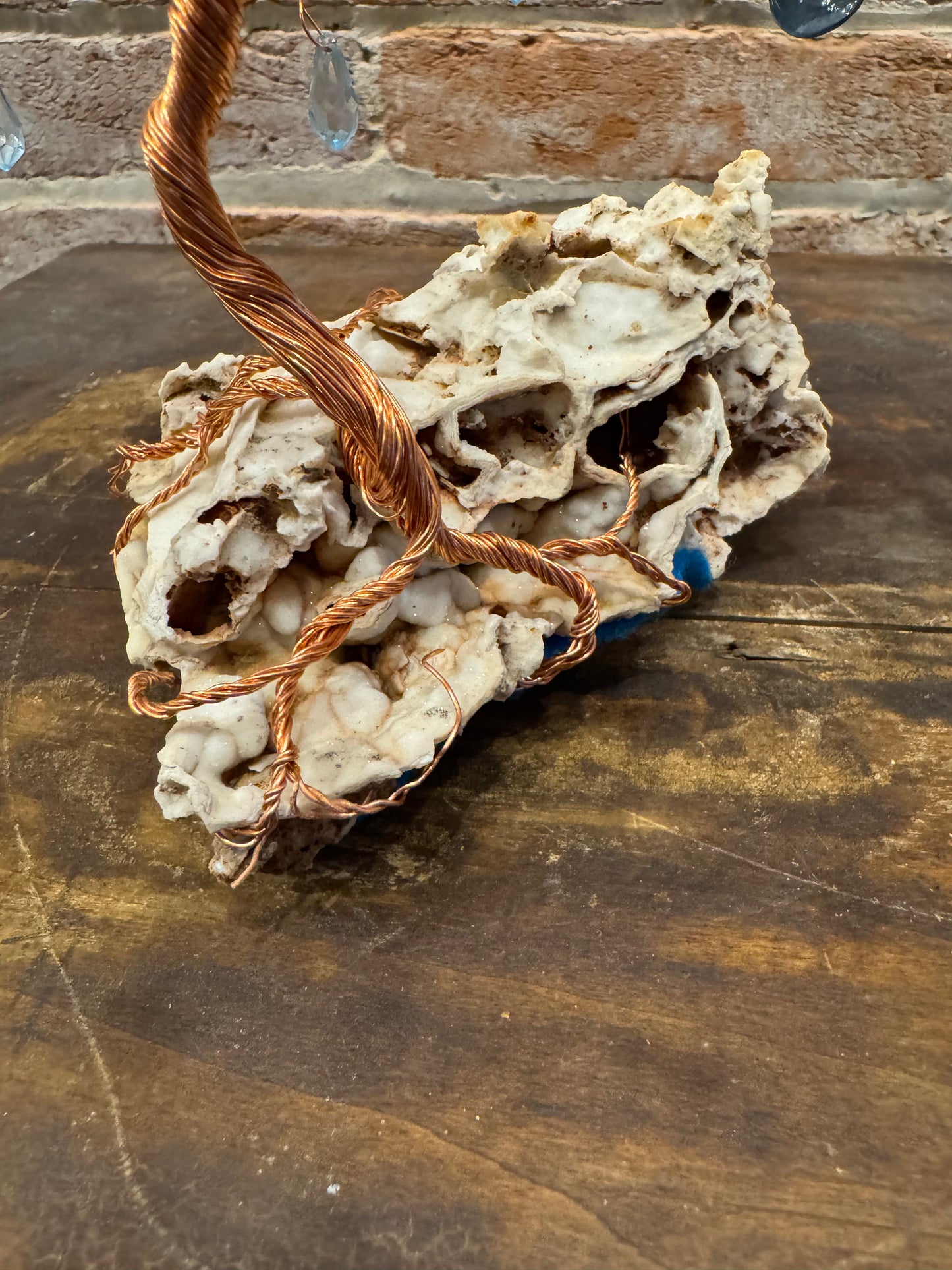 Wire "Money Tree" Sculpture on Missouri Drusy Quartz