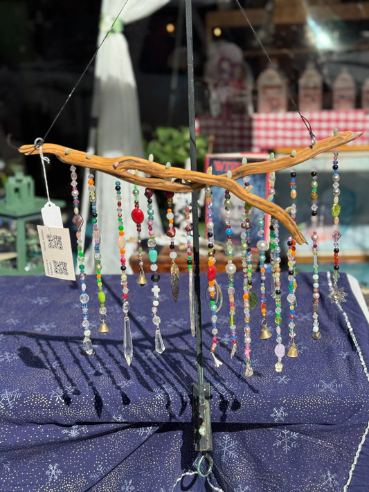 Boho Home and Garden Suncatcher Made with Crystals and Repurposed Jewelry and Beads