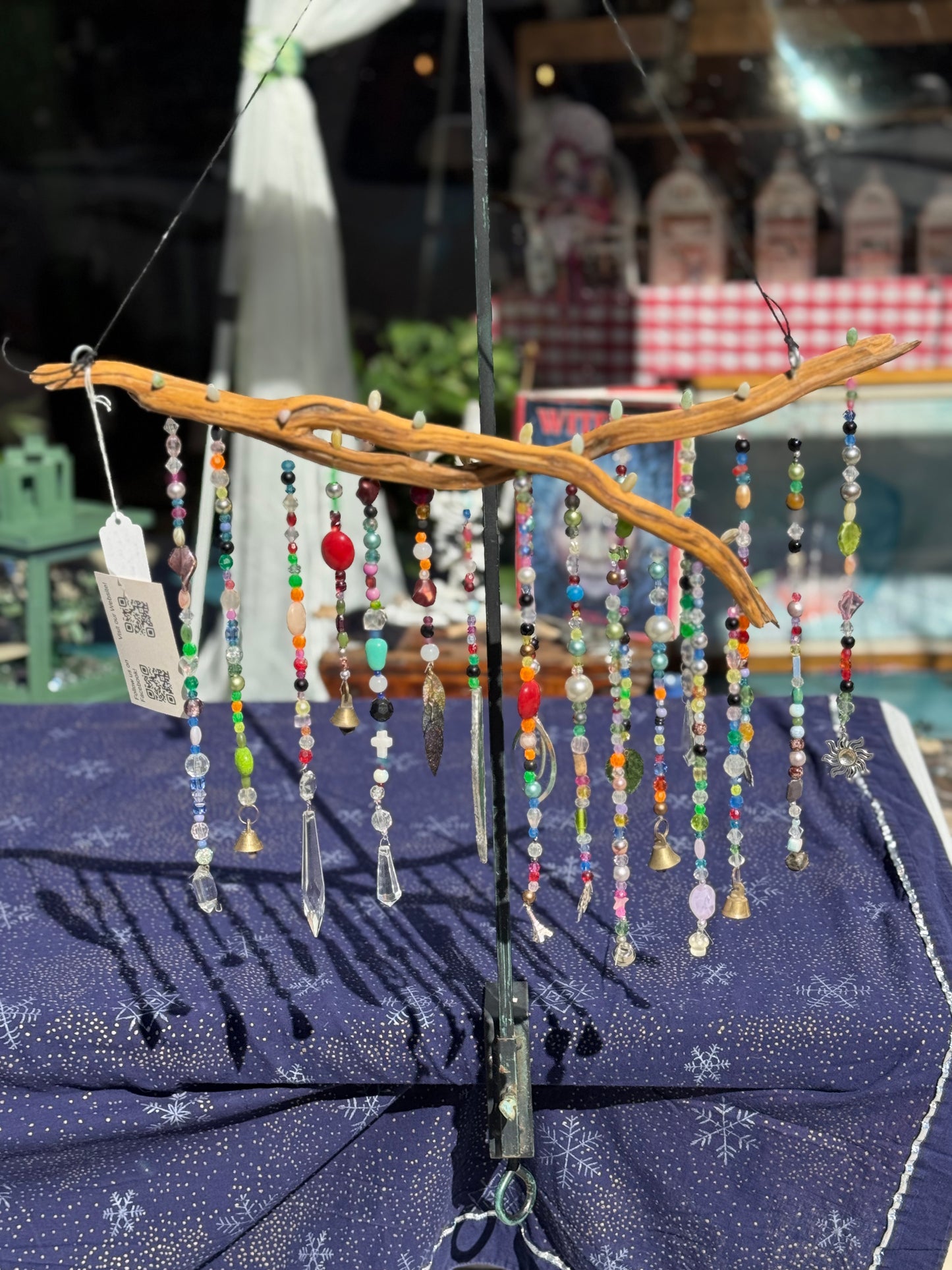 Boho Home and Garden Suncatcher Made with Crystals and Repurposed Jewelry and Beads