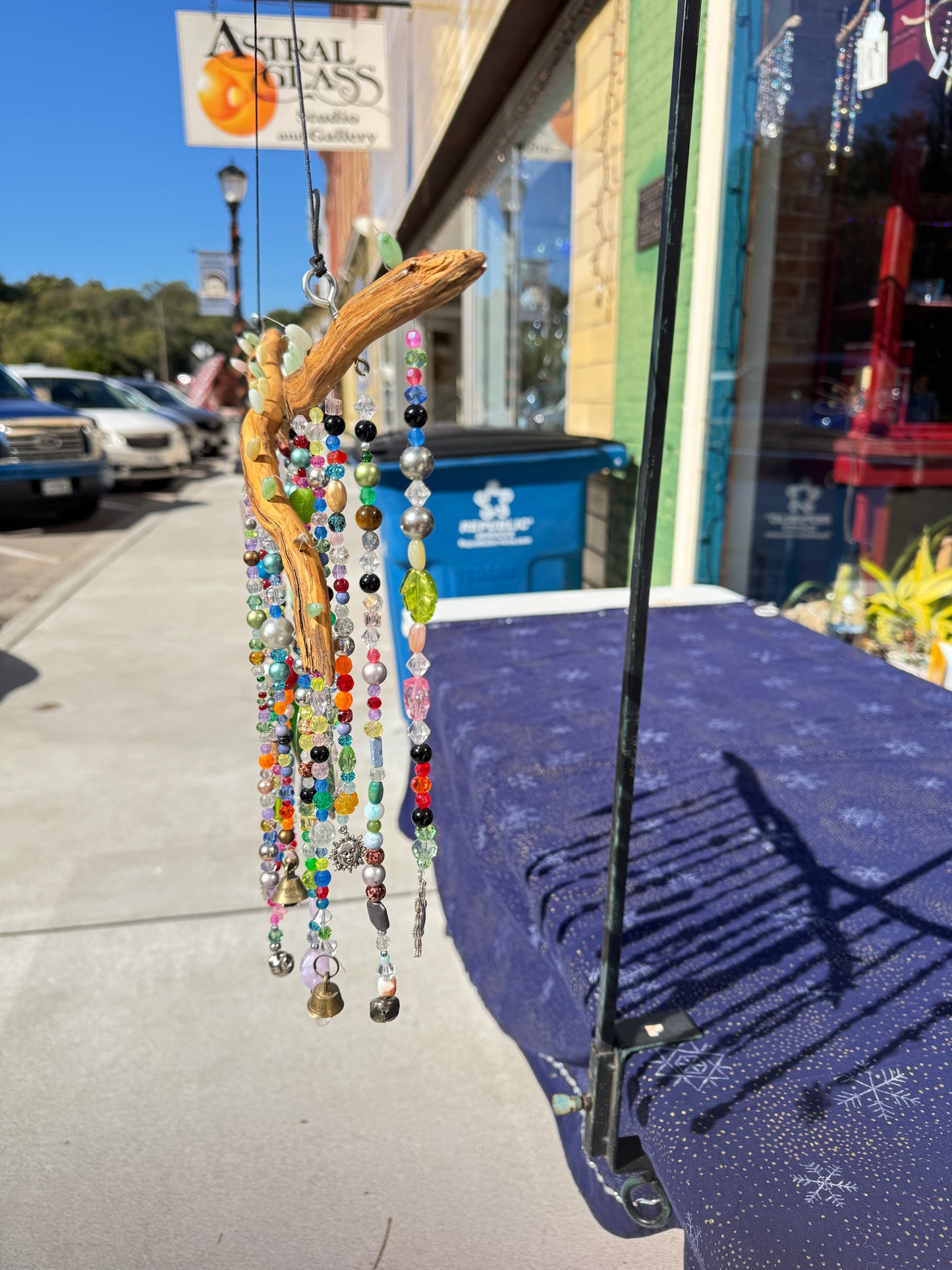 Boho Home and Garden Suncatcher Made with Crystals and Repurposed Jewelry and Beads