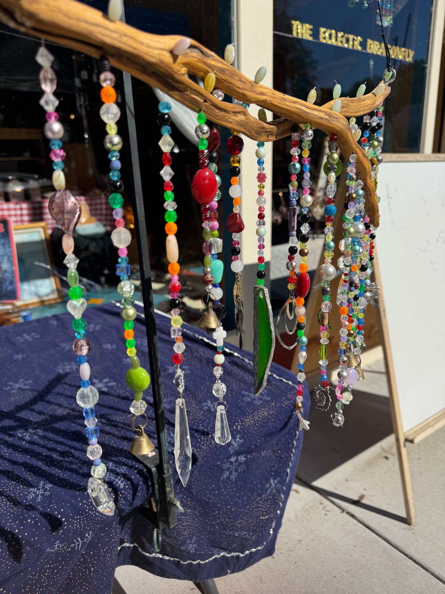 Boho Home and Garden Suncatcher Made with Crystals and Repurposed Jewelry and Beads