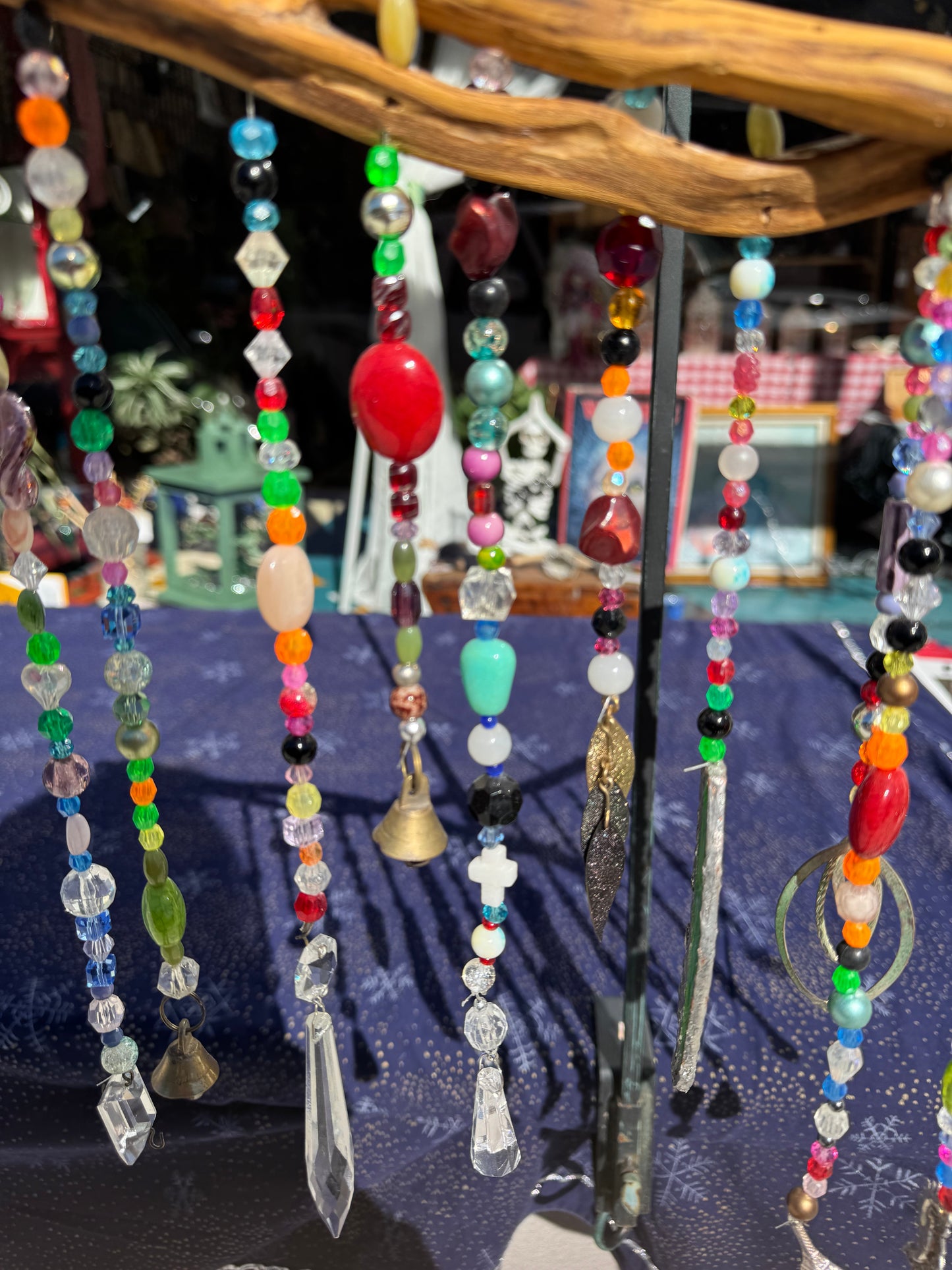 Boho Home and Garden Suncatcher Made with Crystals and Repurposed Jewelry and Beads