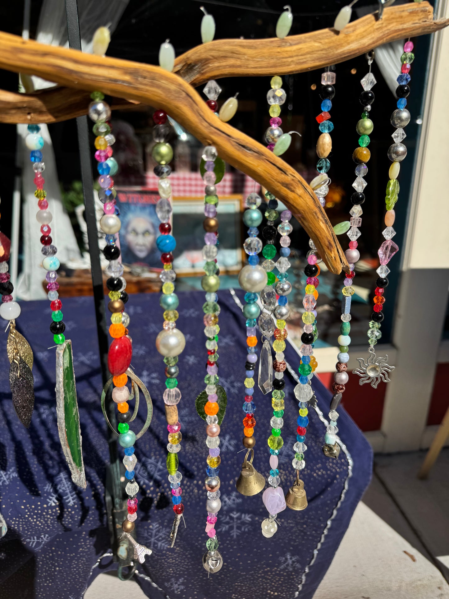 Boho Home and Garden Suncatcher Made with Crystals and Repurposed Jewelry and Beads