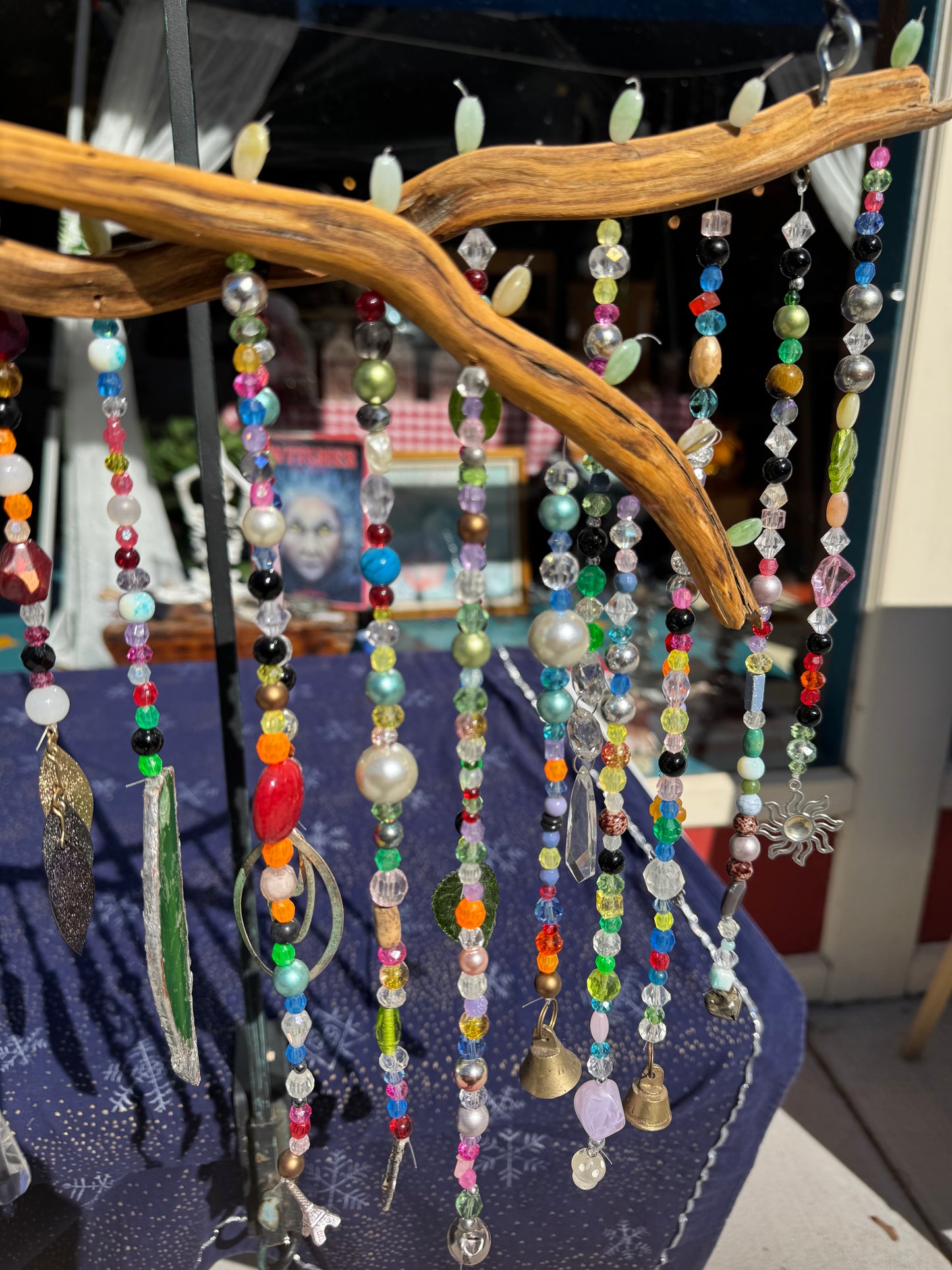 Boho Home and Garden Suncatcher Made with Crystals and Repurposed Jewelry and Beads