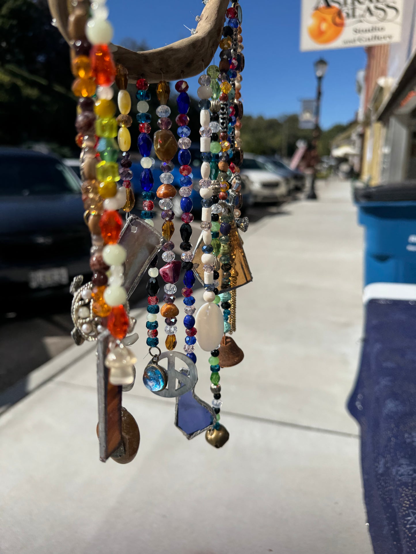 Suncatcher on Driftwood with Crystal Beads and Repurposed Jewelry Pieces