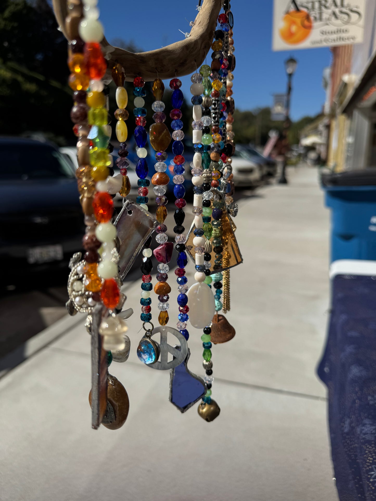 Suncatcher on Driftwood with Crystal Beads and Repurposed Jewelry Pieces