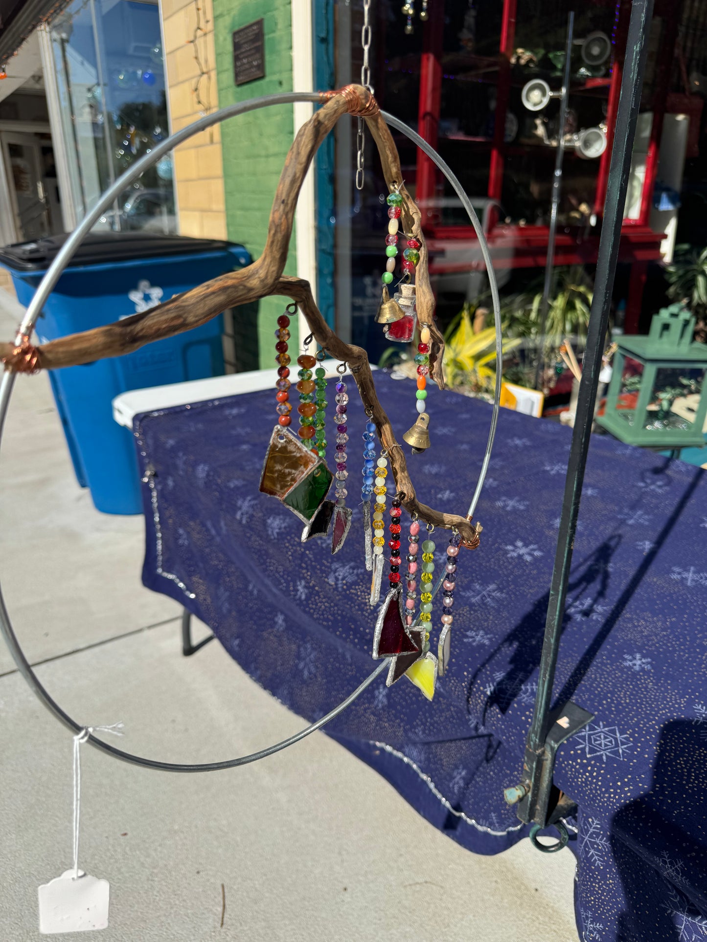 Crystal Multicolor Suncatcher in Metal Hoop with Stained Glass Pieces