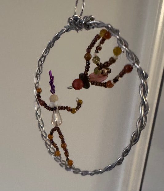 Acrobats in a Silver Hoop Suncatcher Wall Decor