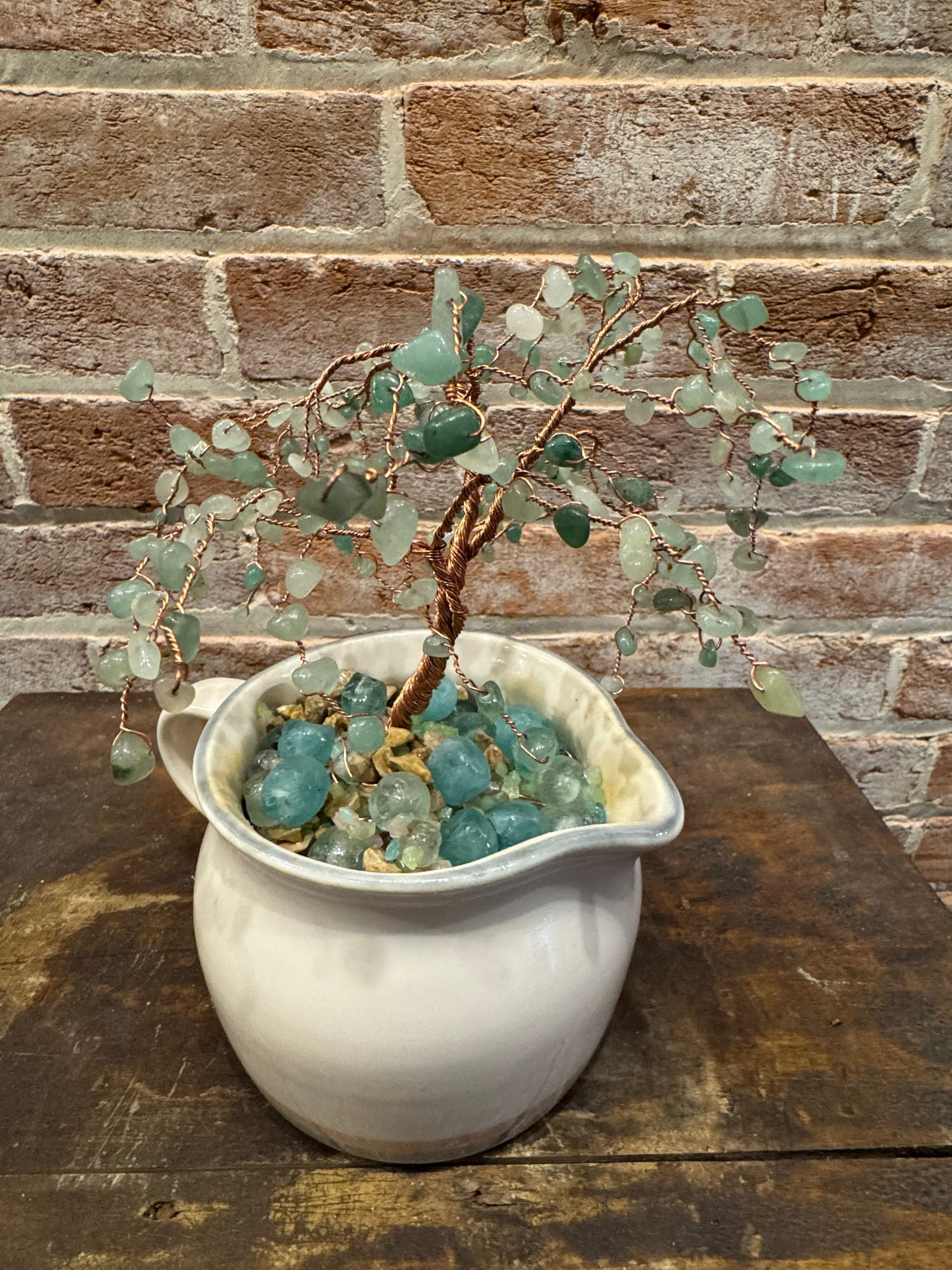Handcrafted wire and bead tree and bush sculptures