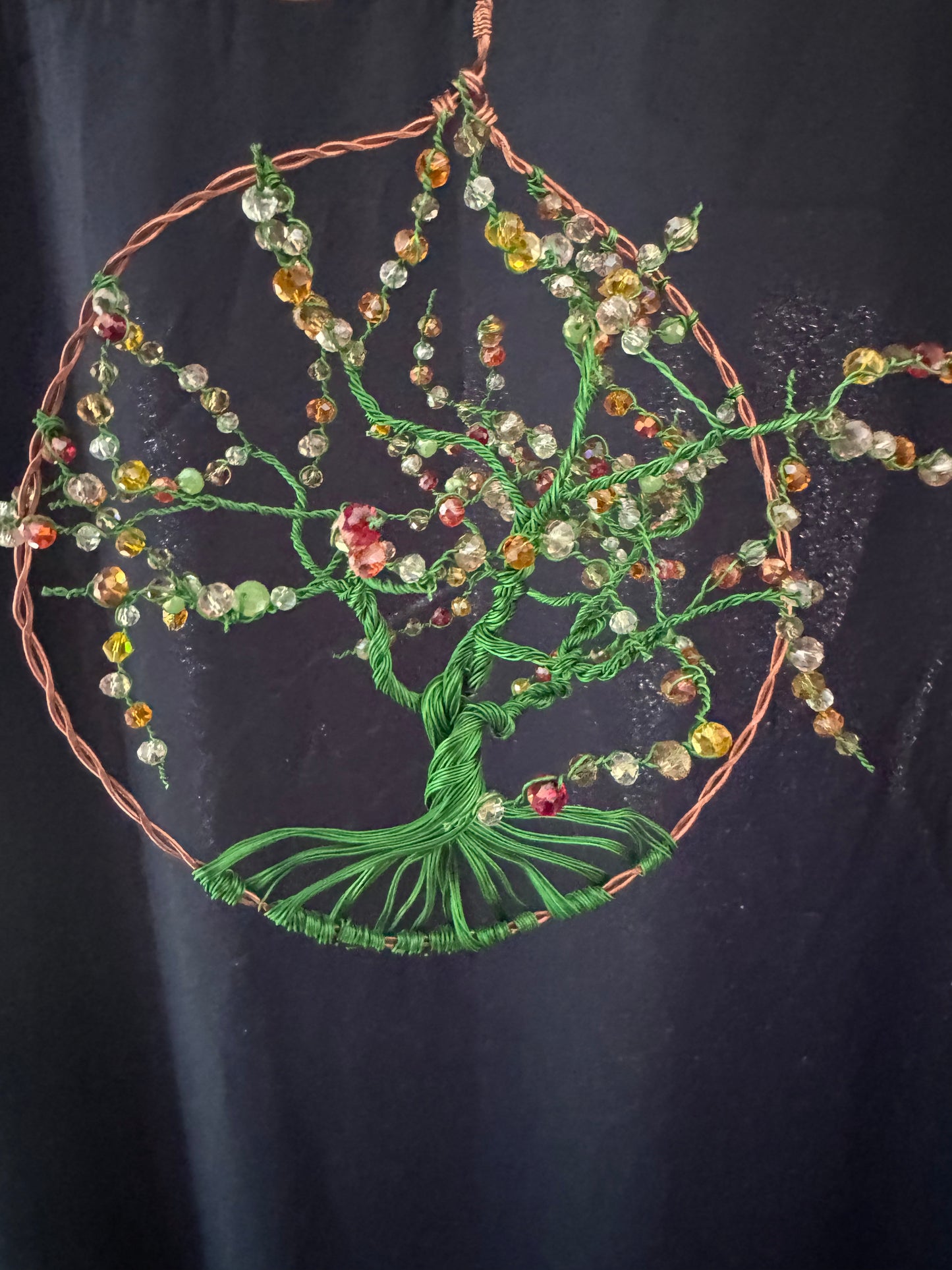 Tree Suncatcher in 3D Handmade with Crystal Beads