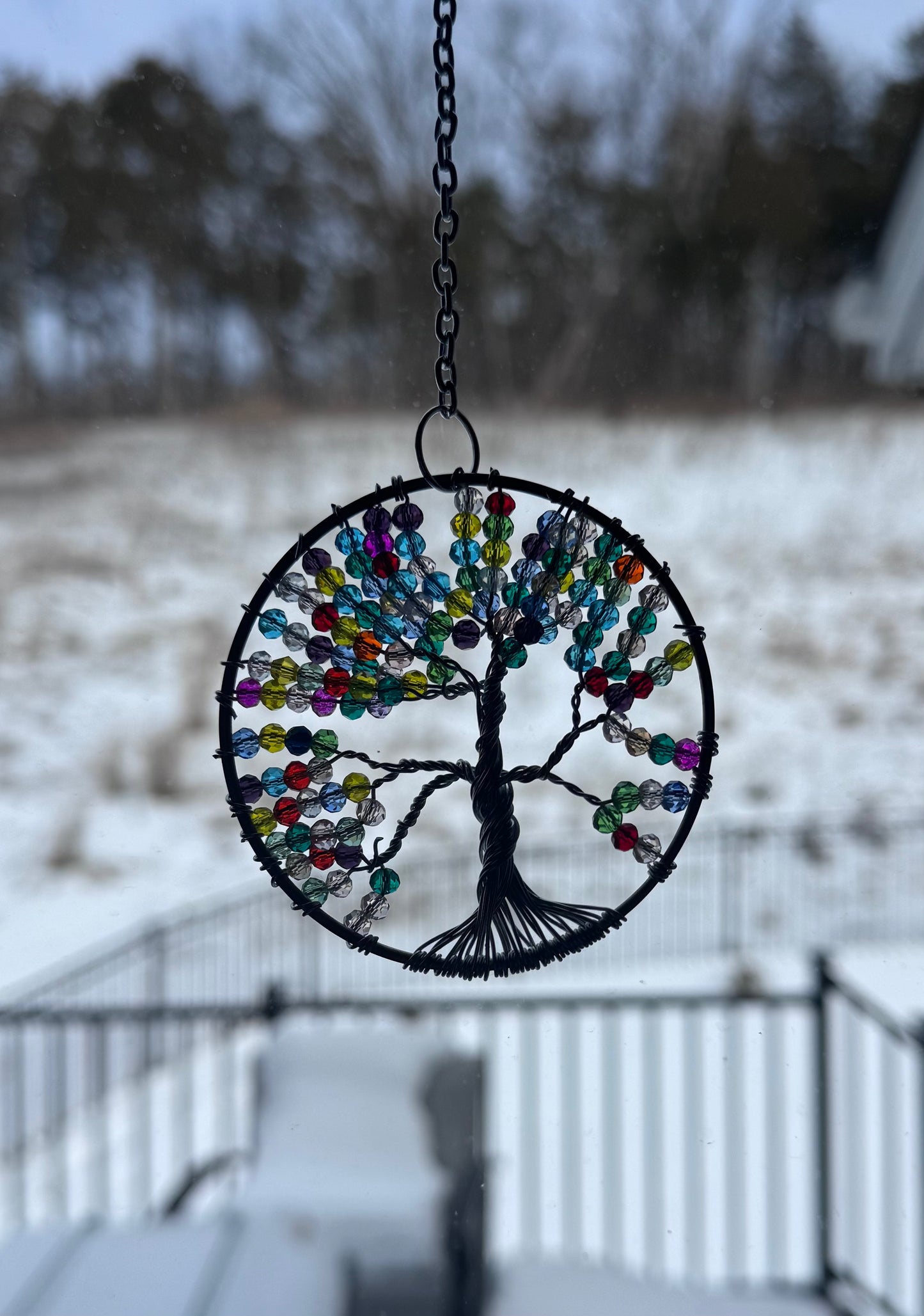 Multicolor Car Charm Suncatcher Tree of Life Handmade