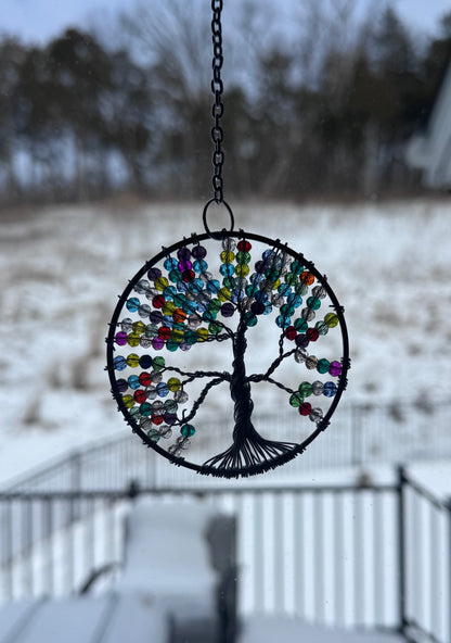 Multicolor Car Charm Suncatcher Tree of Life Handmade