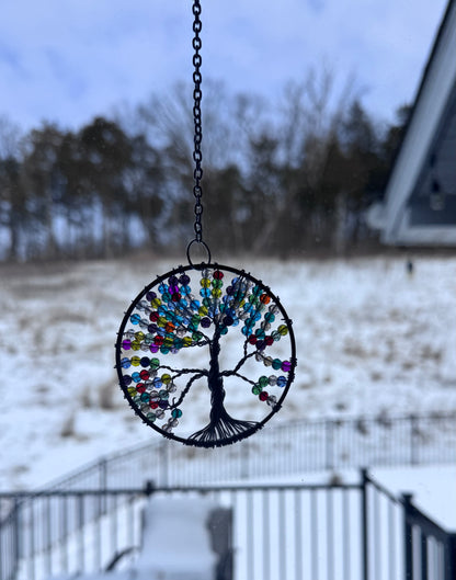 Multicolor Car Charm Suncatcher Tree of Life Handmade