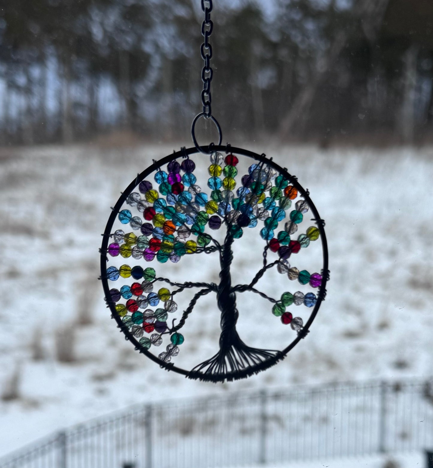 Multicolor Car Charm Suncatcher Tree of Life Handmade
