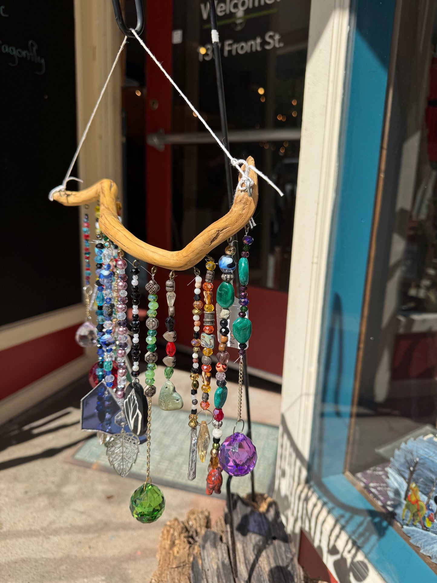 Crystal Stained Glass Handmade Beaded Suncatcher on Driftwood Sparkle Shine