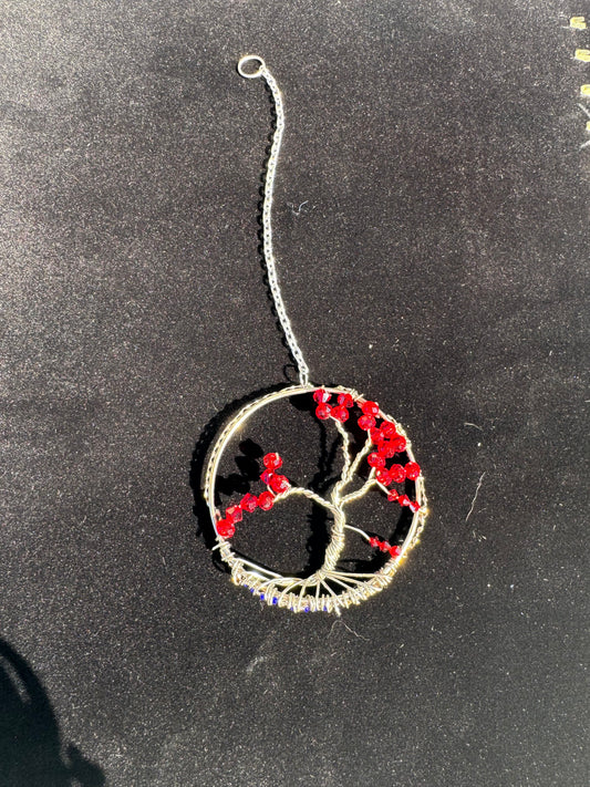 Handmade Red Tree of Life Ornament