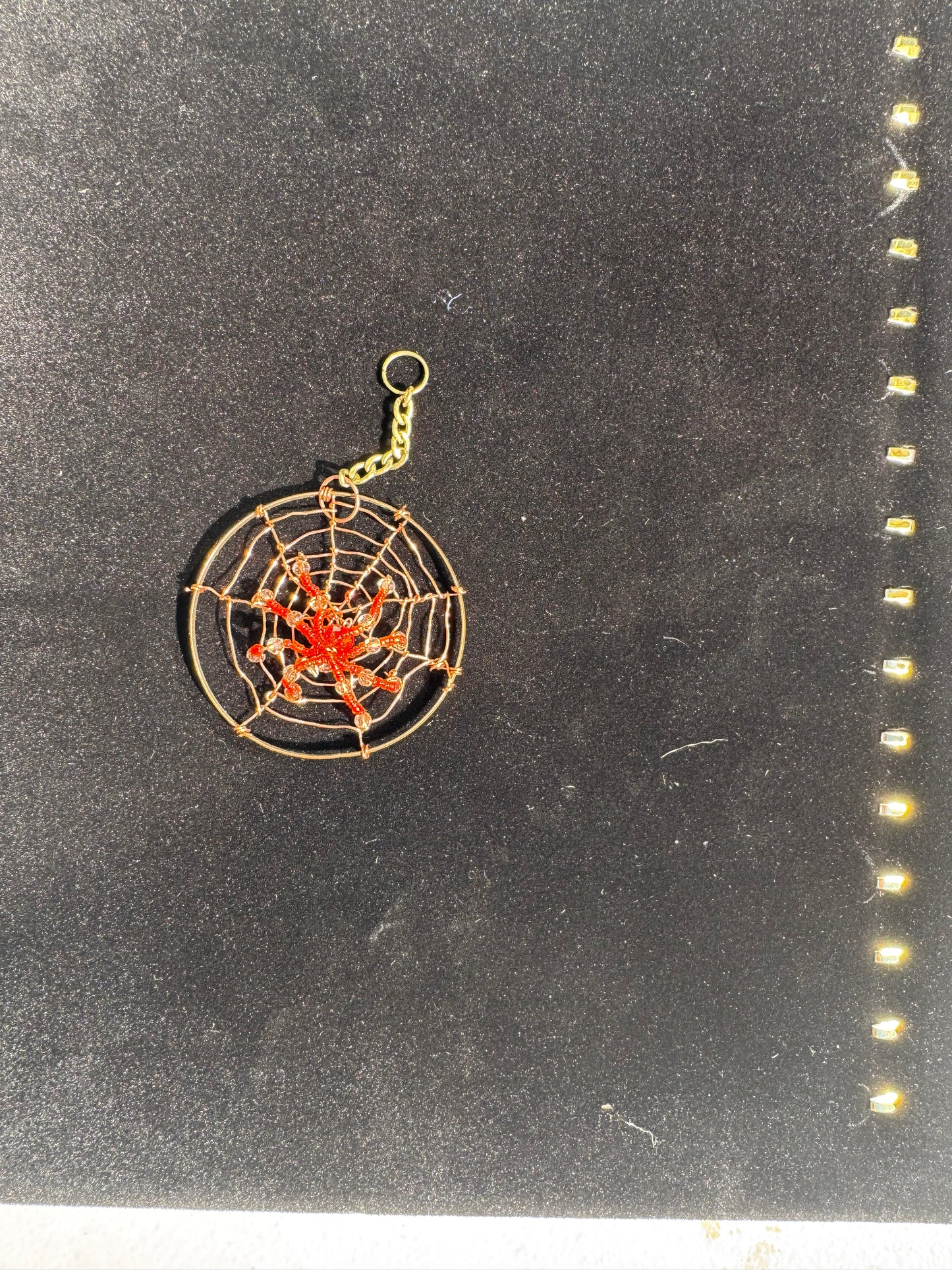 Red and Oranger Spider in Web Ornament