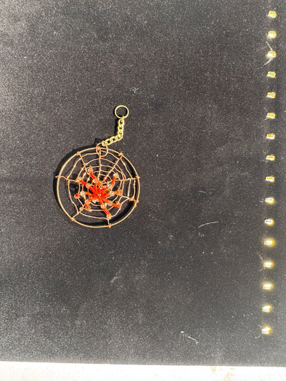 Red and Oranger Spider in Web Ornament