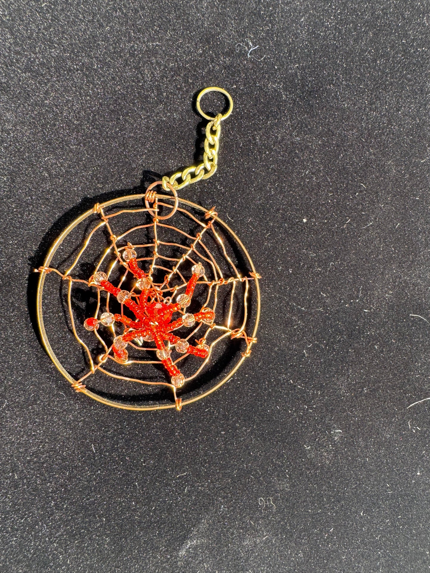 Red and Oranger Spider in Web Ornament