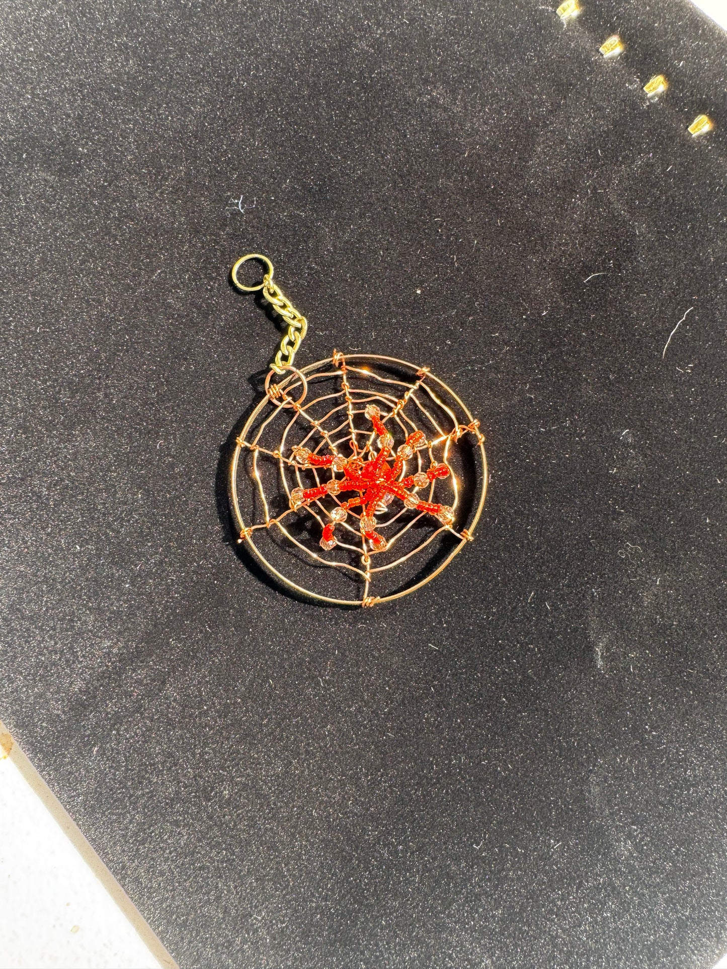 Red and Oranger Spider in Web Ornament