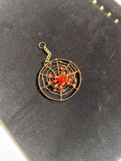 Red and Oranger Spider in Web Ornament
