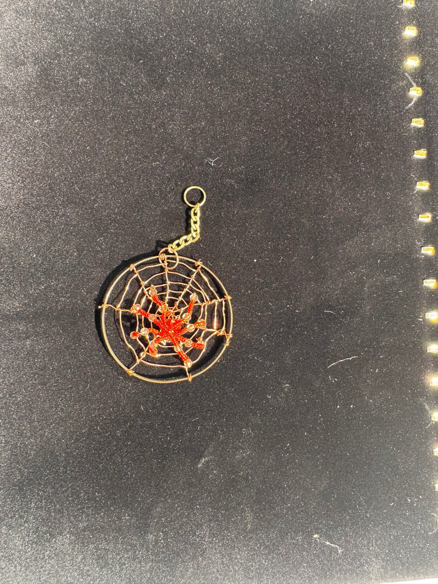 Red and Oranger Spider in Web Ornament