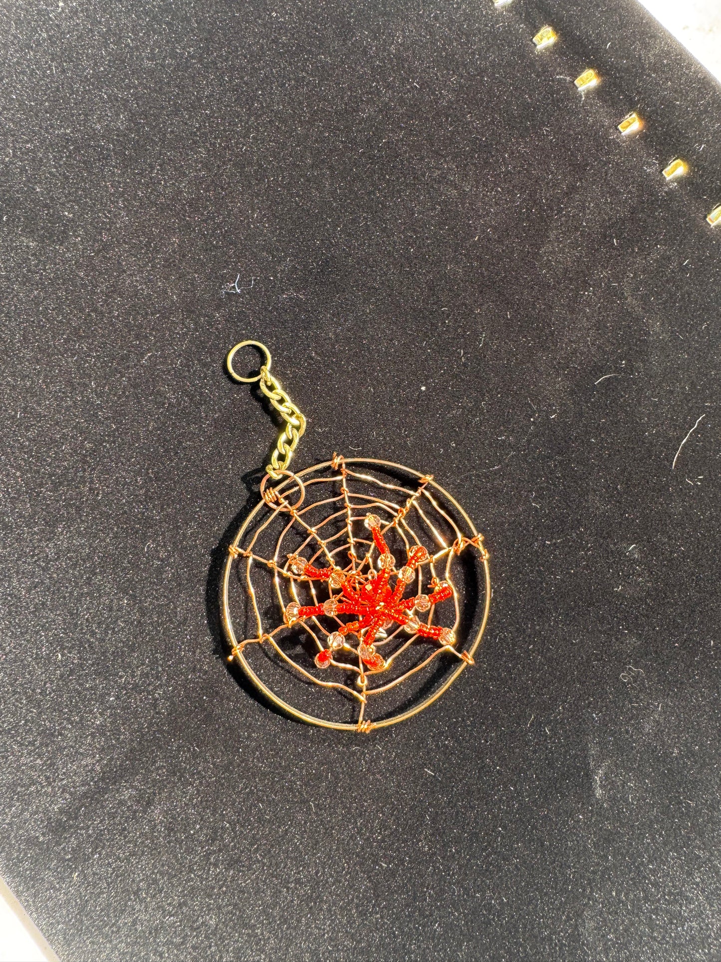 Red and Oranger Spider in Web Ornament
