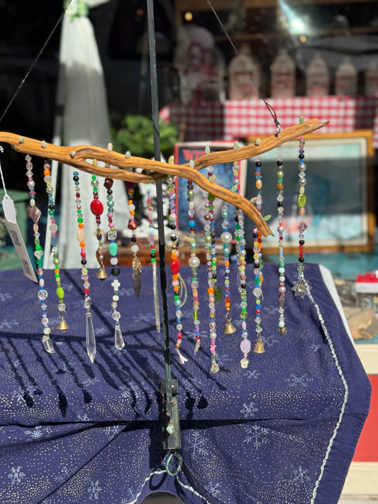 Boho Home and Garden Suncatcher Made with Crystals and Repurposed Jewelry and Beads