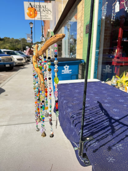 Boho Home and Garden Suncatcher Made with Crystals and Repurposed Jewelry and Beads