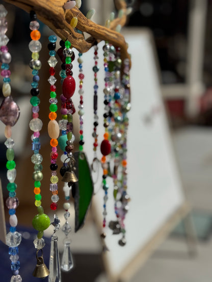 Boho Home and Garden Suncatcher Made with Crystals and Repurposed Jewelry and Beads