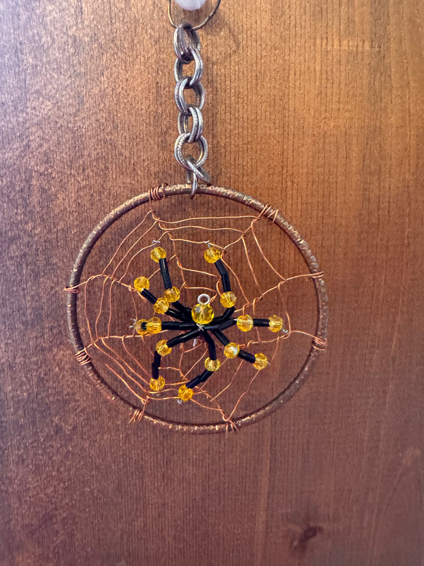Handmade Christmas Spider Ornament in Black with Yellow Accents