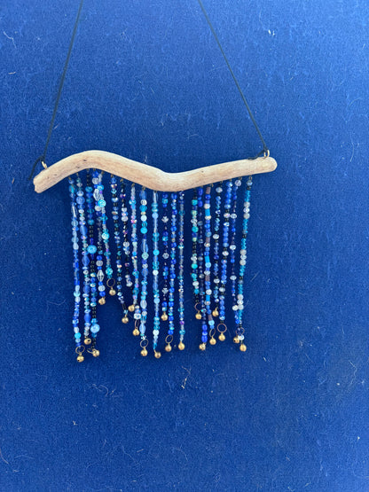 Shades of Blue Suncatcher on Driftwood