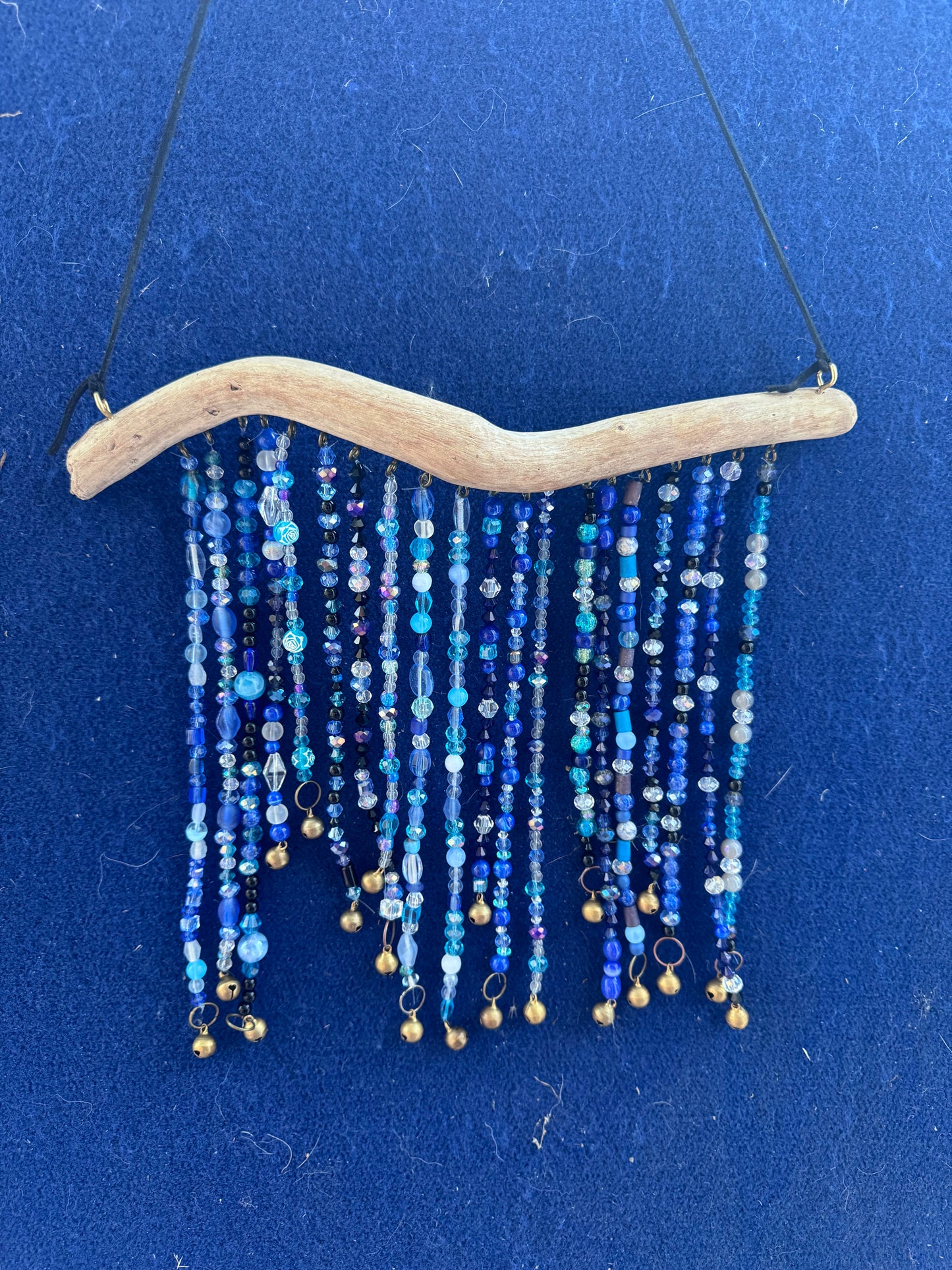 Shades of Blue Suncatcher on Driftwood