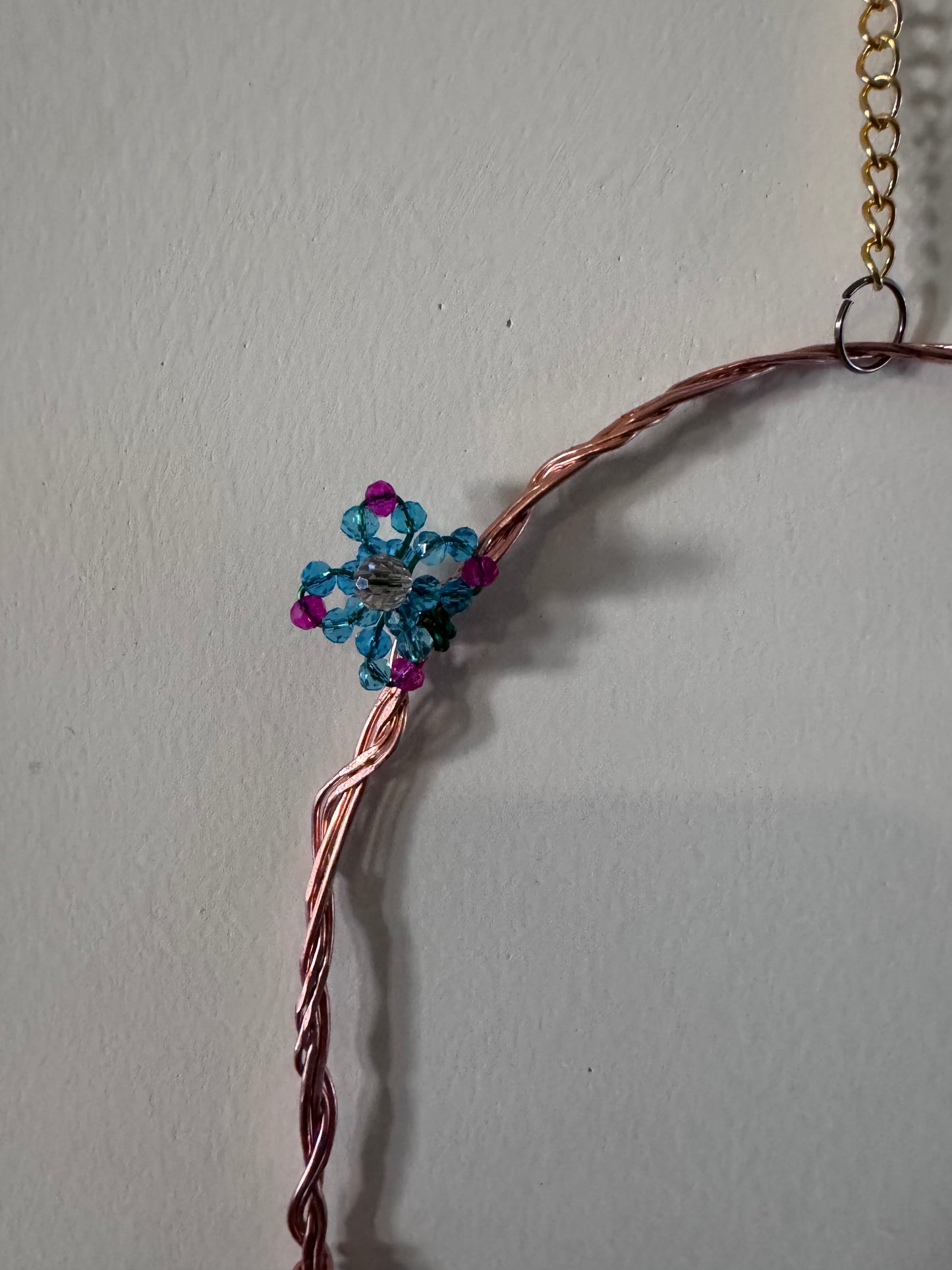 Hummingbird Perch with Green Blue Flowers