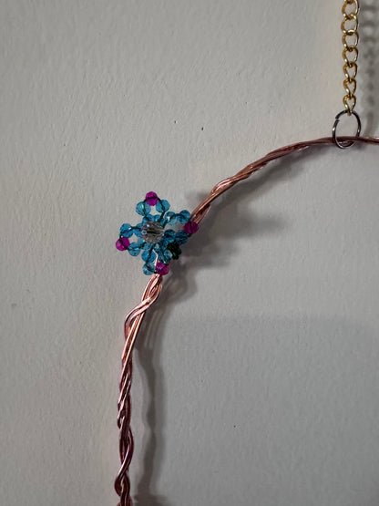 Hummingbird Perch with Green Blue Flowers