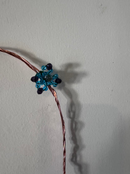 Hummingbird Perch with Green Blue Flowers