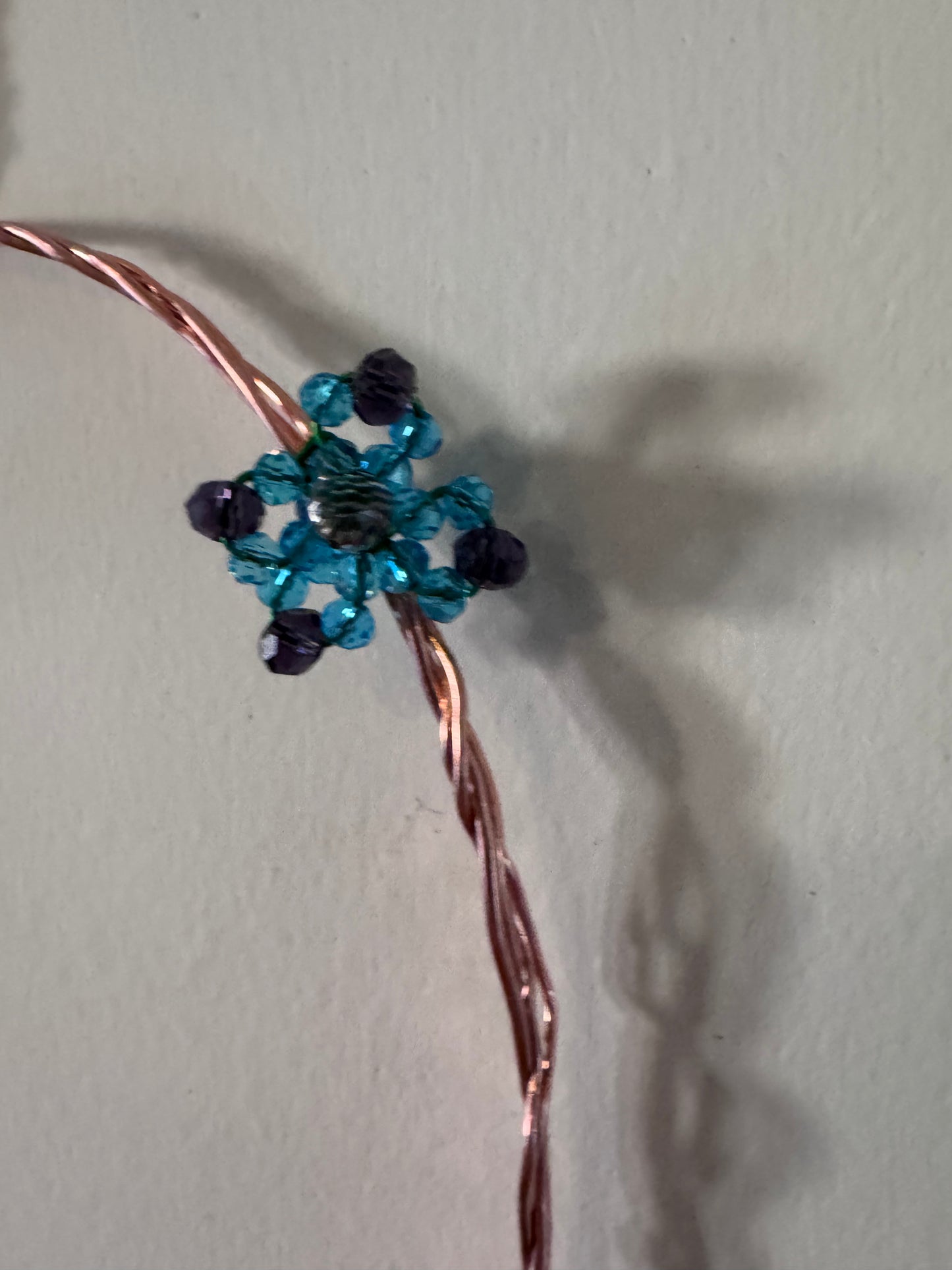 Hummingbird Perch with Green Blue Flowers