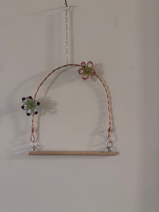 Hummingbird Perch with Red Flowers