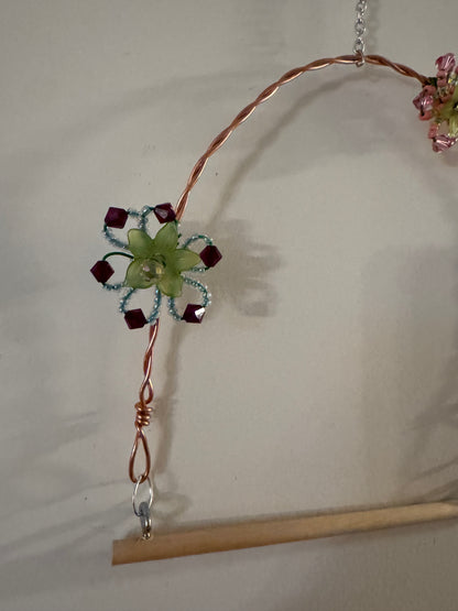 Hummingbird Perch with Red Flowers