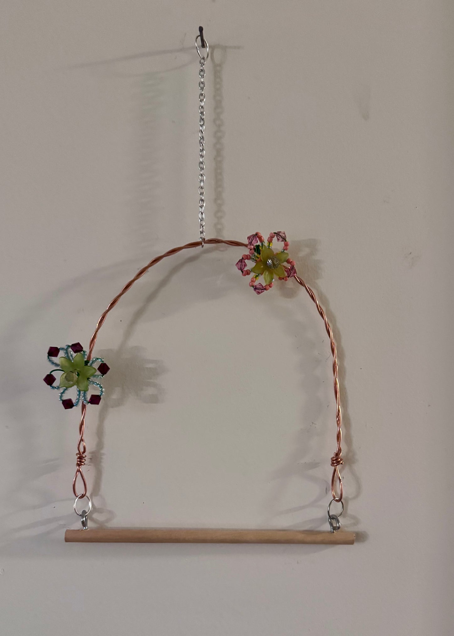 Hummingbird Perch with Red Flowers