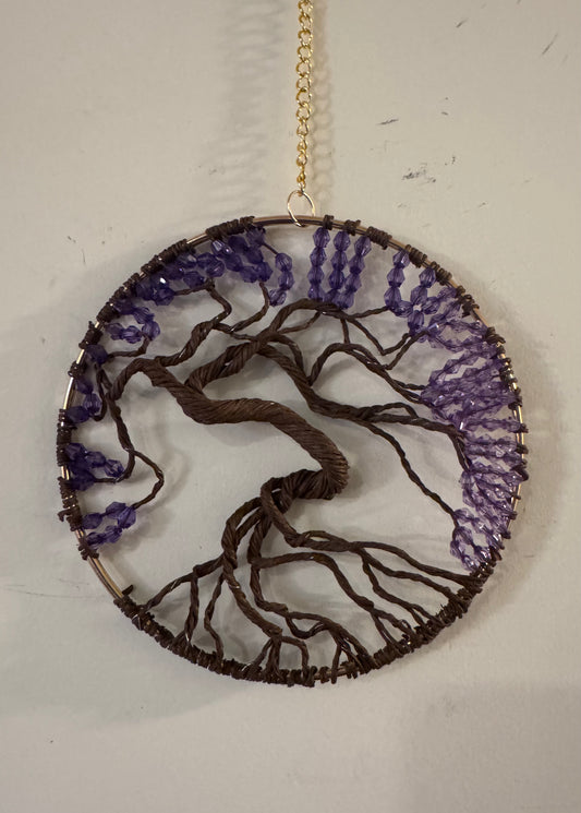 Purple Tree of Life Sculpture on 6" Hoop