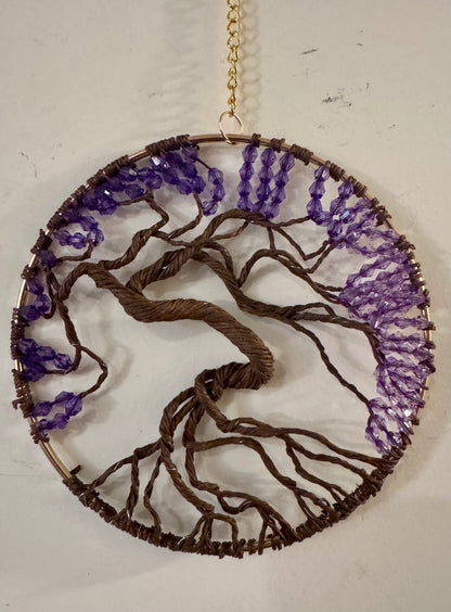 Purple Tree of Life Sculpture on 6" Hoop