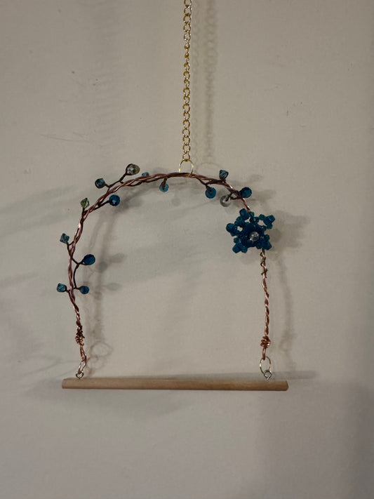 Hummingbird Perch with Teal Flower and Vine