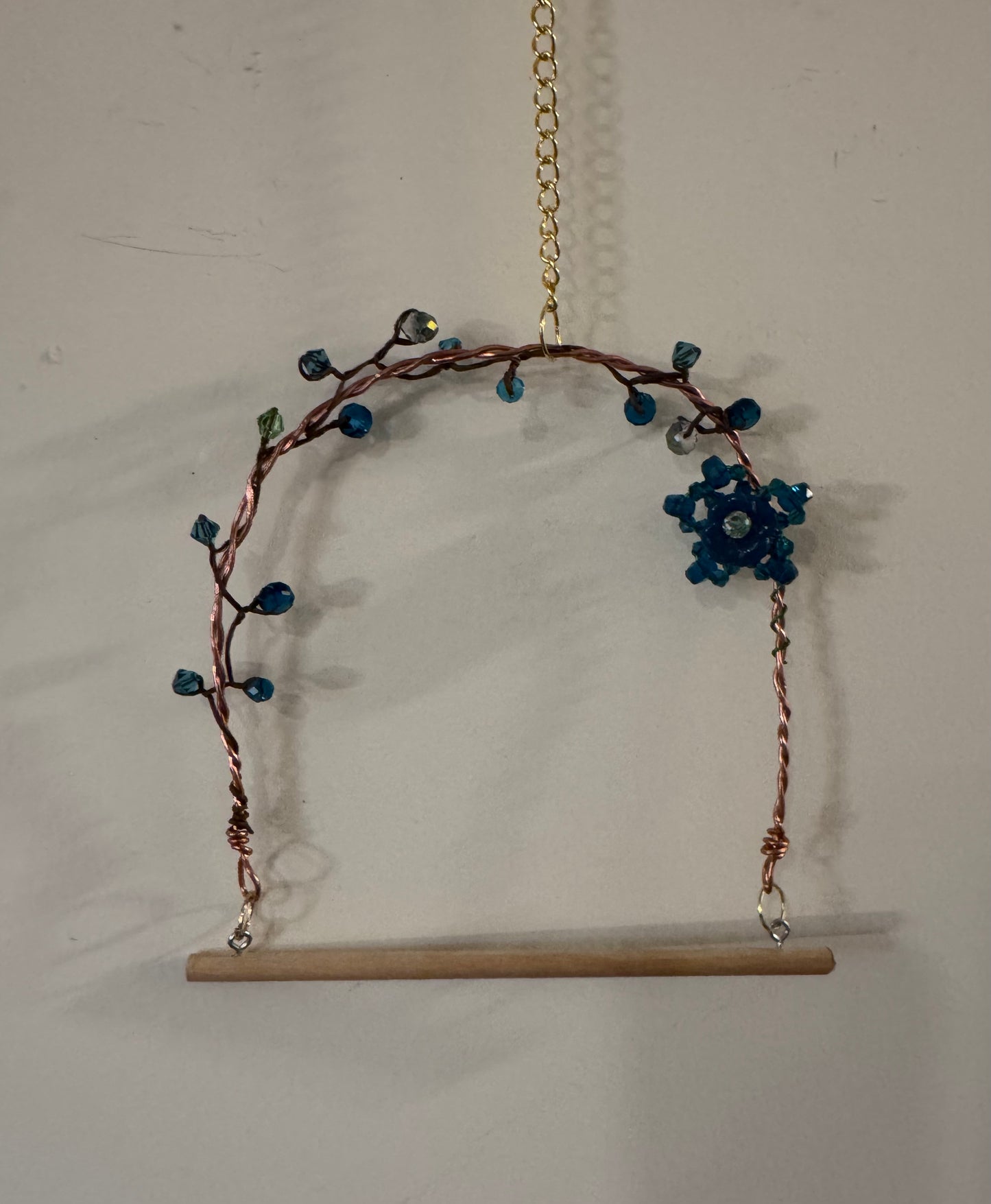 Hummingbird Perch with Teal Flower and Vine