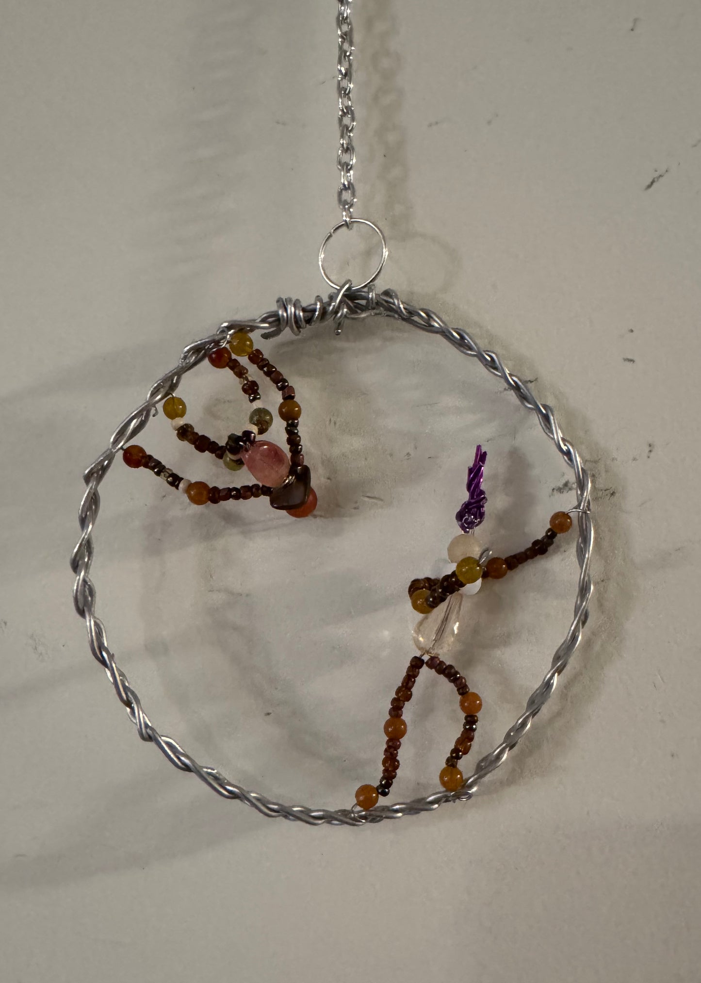 Acrobats in a Silver Hoop Suncatcher Wall Decor