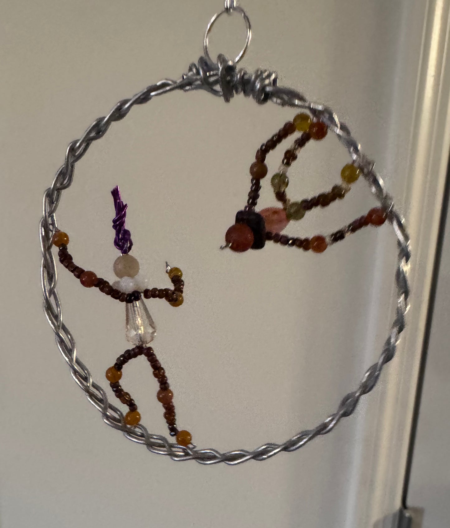 Acrobats in a Silver Hoop Suncatcher Wall Decor
