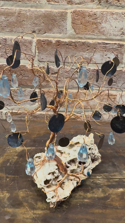 Wire "Money Tree" Sculpture on Missouri Drusy Quartz